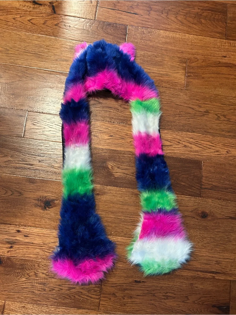 Multi-Colored Faux Fur Cat Fox Animal Hood Rave